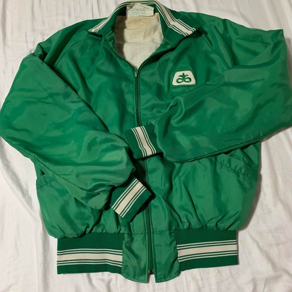 Vibrant Green Bomber Jacket with Ribbed Accents
